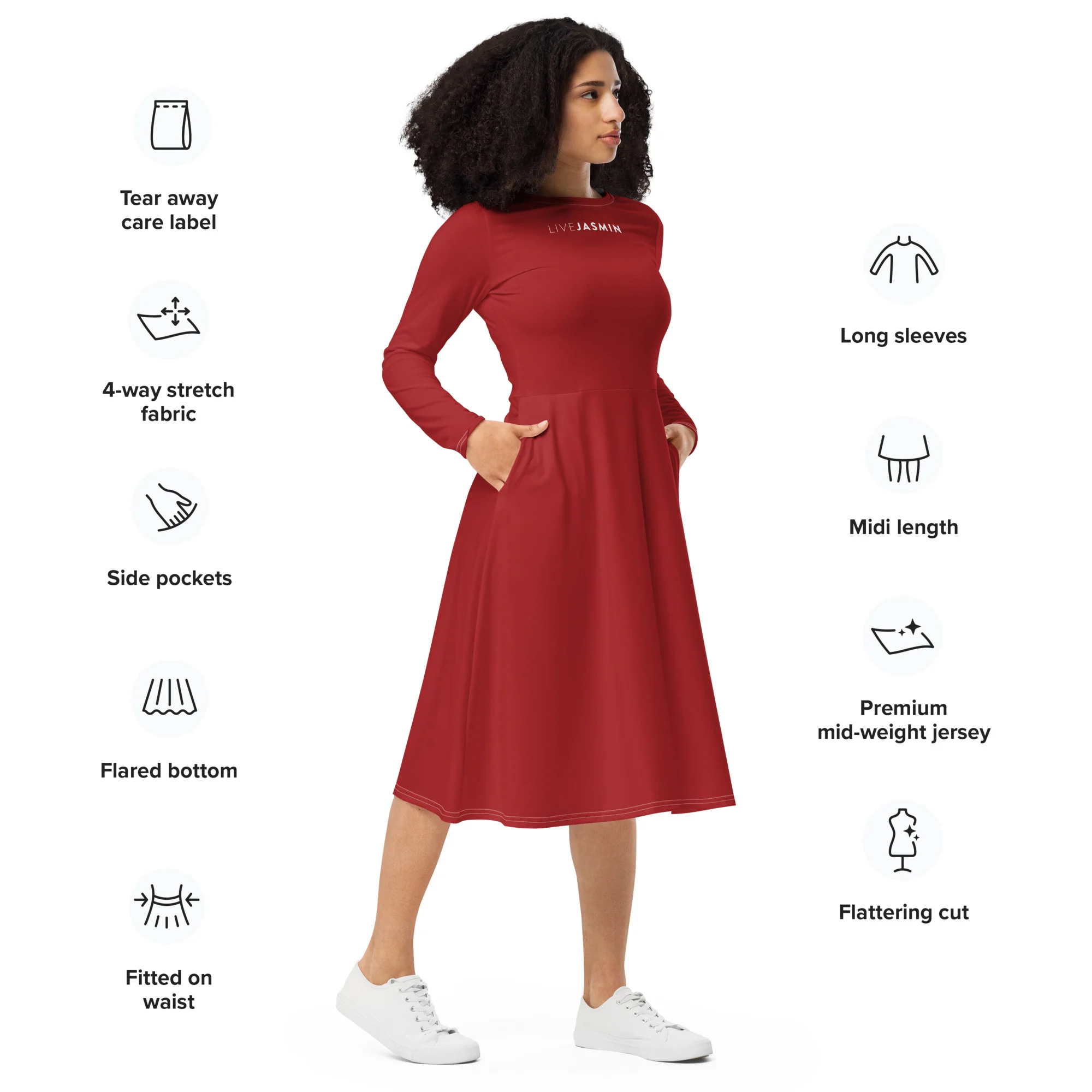 LiveJasmin - Long-Sleeve Midi Dress - Image 2